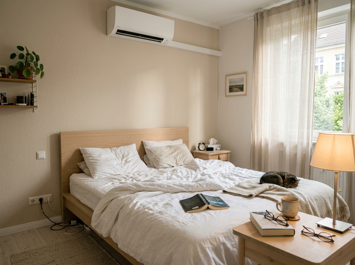 Split-Klimaanlage im Schlafzimmer